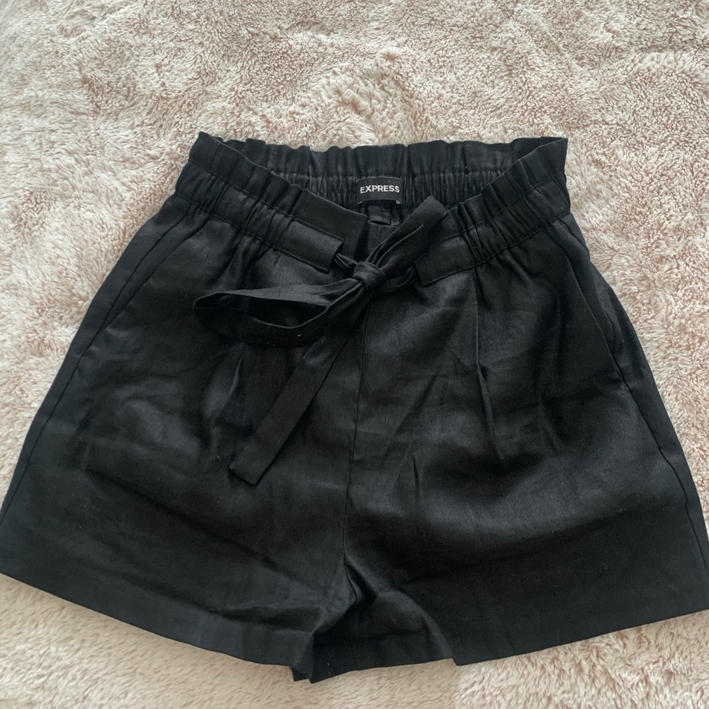 Black cotton paper bag style shorts size small